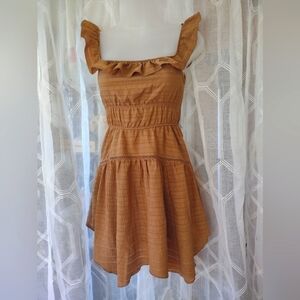 Wild Fable Elegant Ruffled Brown Mini Dress